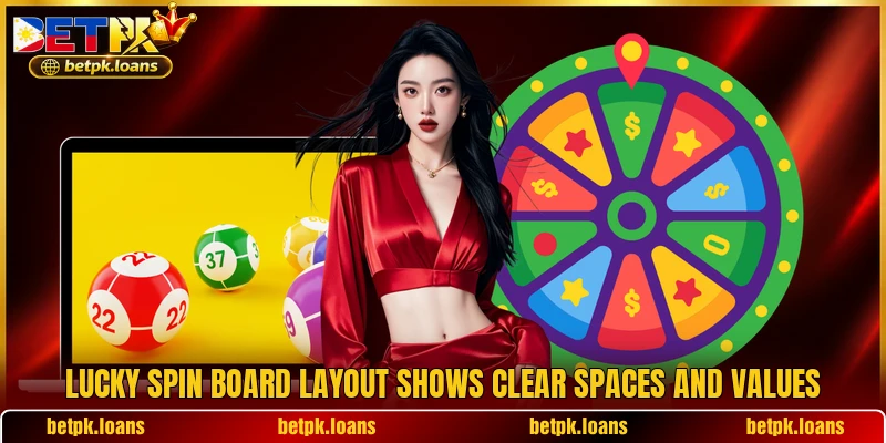 Lucky Spin Board layout shows clear spaces and values