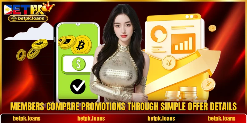 Members compare promotions through simple offer details Members compare promotions through simple offer details