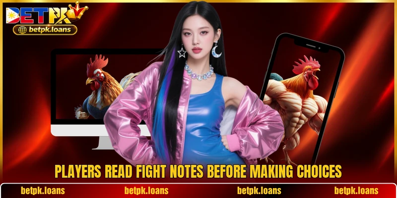 Players read fight notes before making choices